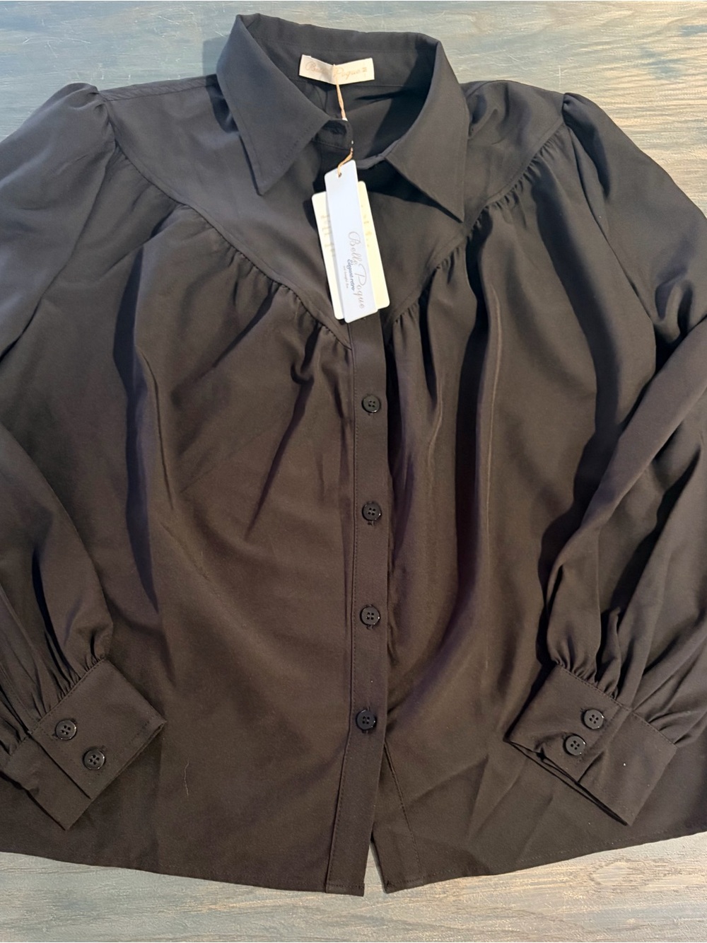 NWT Belle Poque Blouse. Black. Size Medium.